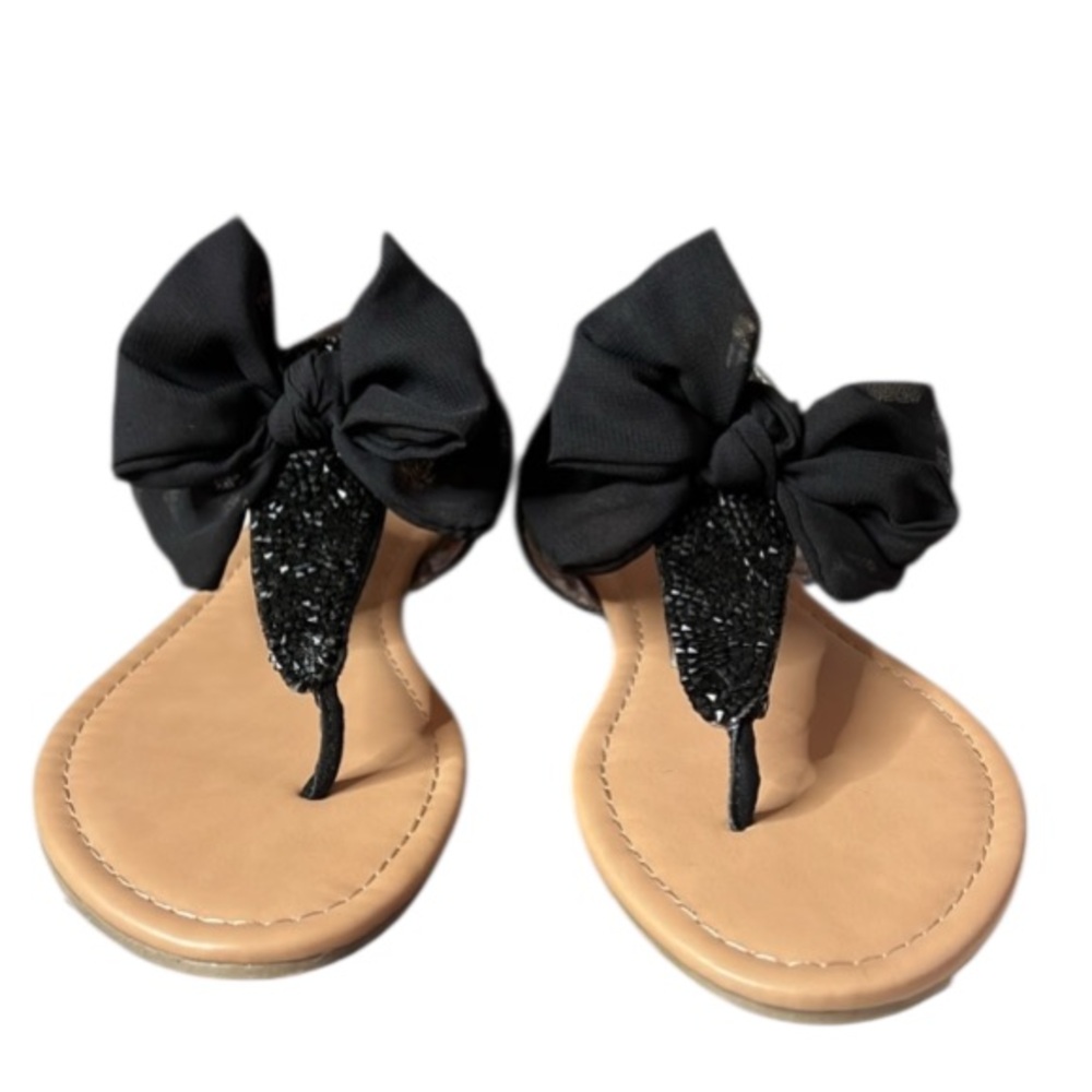 Material Girl Womens Swan 2 Split Toe Casual T-Strap Sandals, Black, Size 6.5 - Picture 15 of 16